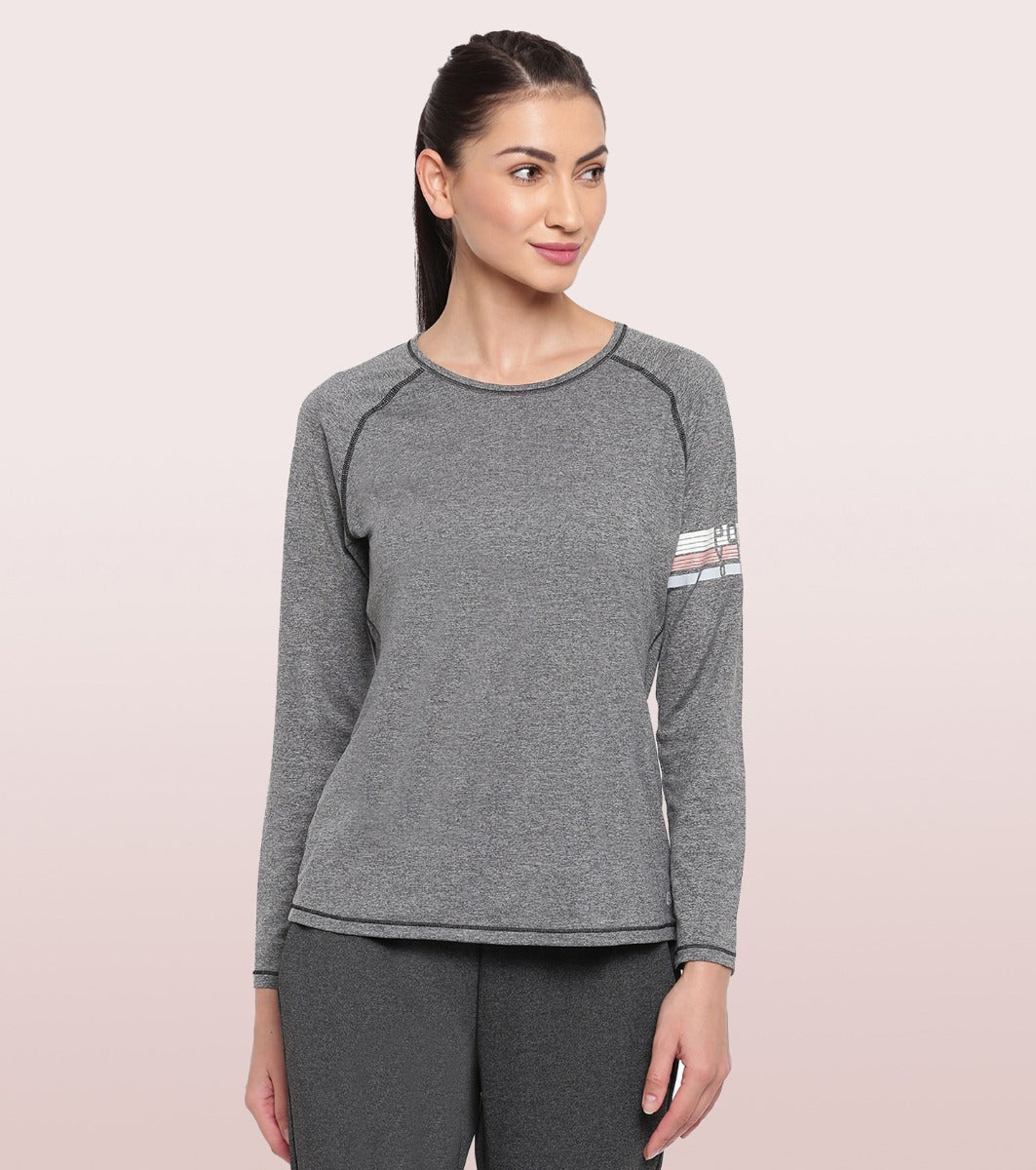 Long Sleeve Slim Active Tee | Long Sleeve Scoop Neck Raglan Slim Active Tee With Mindful Graphics