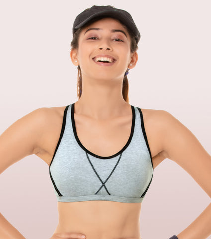 Sporty Fit Stretch Cotton Beginners Bra With Antimicrobial Finish – Enamor