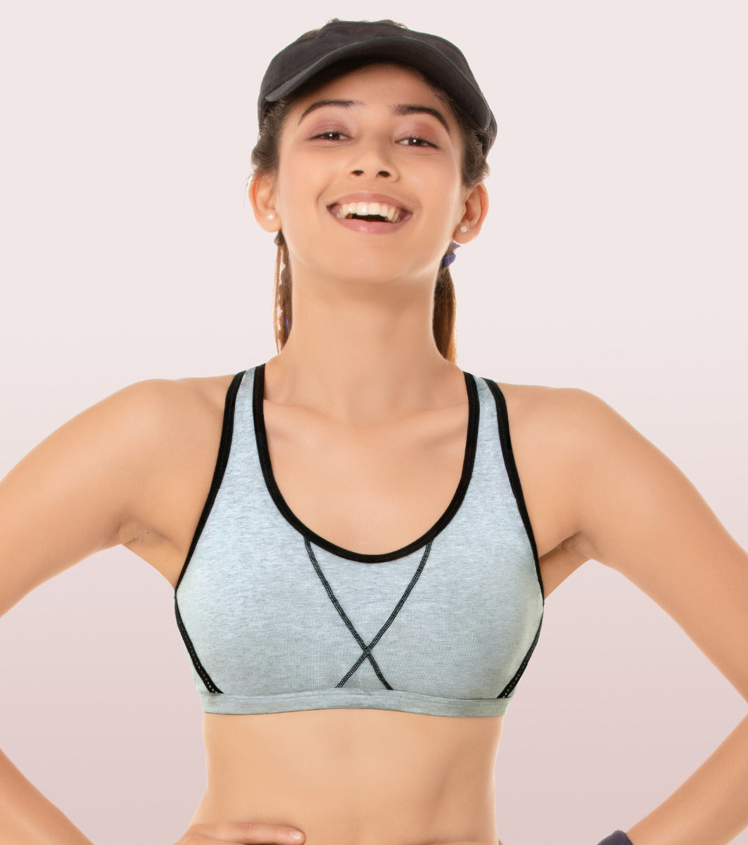 Sporty Fit Stretch Cotton Beginners Bra With Antimicrobial Finish