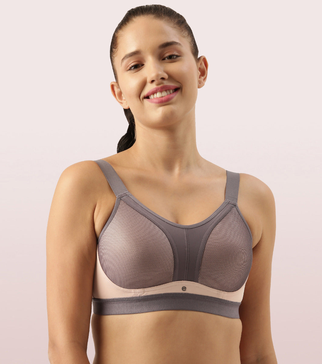 Enamor Agion SB25 Y-panel for Bounce Control High-Impact Sports Bra for Women- Full Coverage, Padded and Wirefree - Pearl