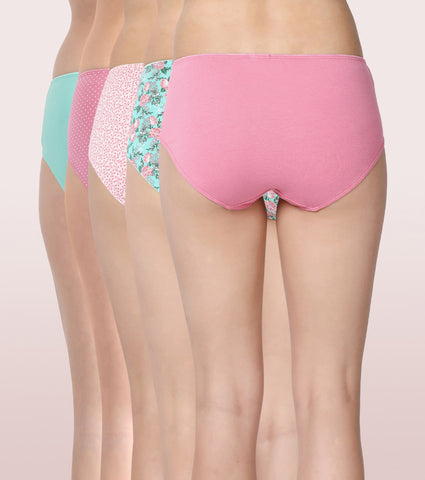 Stretch Cotton Hipster Panty - Pack of Five | Color & Print May Vary