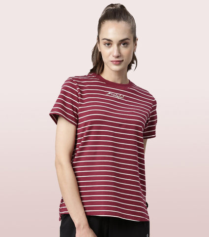 Active Cotton Tee -Stripes | Yarn Dyed Stripe Short Sleeve Anti-Odour Cotton Tee With Graphic