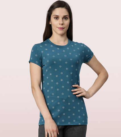 Basic Crew Tee – Printed | Short Sleeve Crew Neck Stretch Cotton Tee