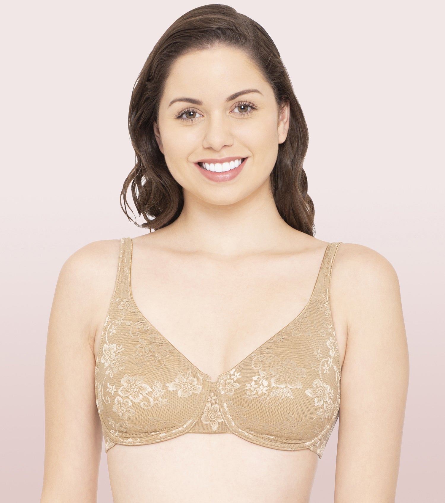Enamor Plunge Neck, Power Jacquard Lift, Women's Everyday Cotton-Rich Lined Full Support Minimizer Bra - All Day Comfort, Non-Padded, Wired, High-Coverage - F135