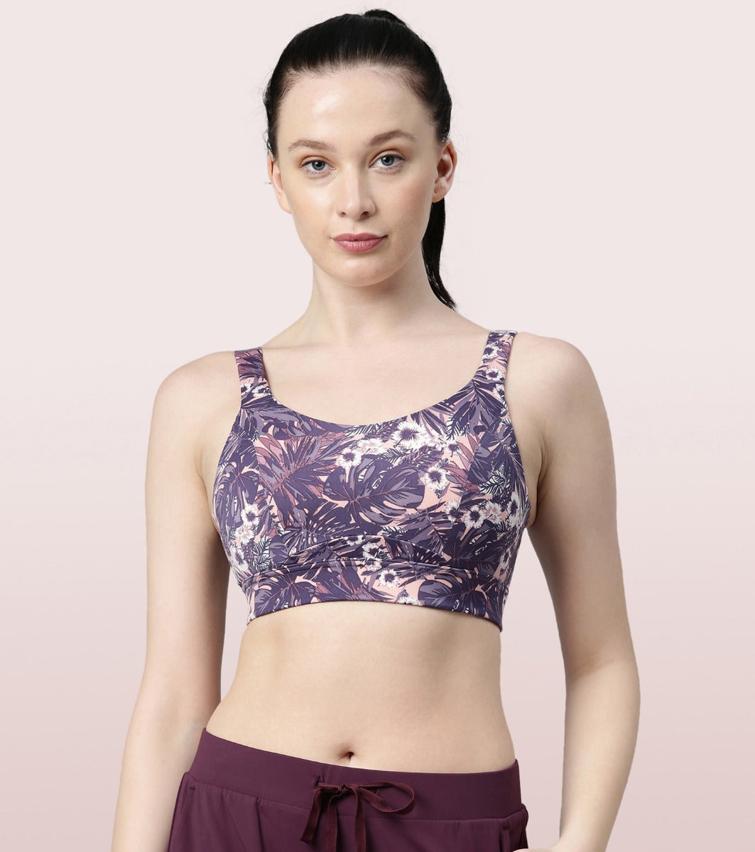 Enamor Agion SB18 Convertible Back High-Impact Sports Bra for Women- Full Coverage, Padded and Wirefree - Lilac Run
