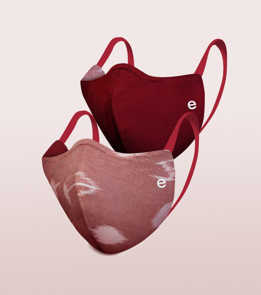 IKAT CRAFT MASK : 3-Layer Reversible Safety Mask with Cotton Comfort | >95%* Protection | Adult Mask - Pack of 2