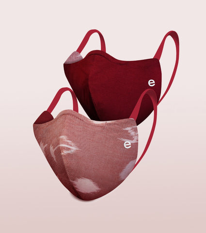IKAT CRAFT MASK : 3-Layer Reversible Safety Mask with Cotton Comfort | >95%* Protection | Adult Mask - Pack of 2