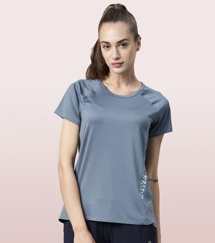 Basic Active Tee | Raglan Sleeve Scoop Neck Dry Fit Graphic Tee