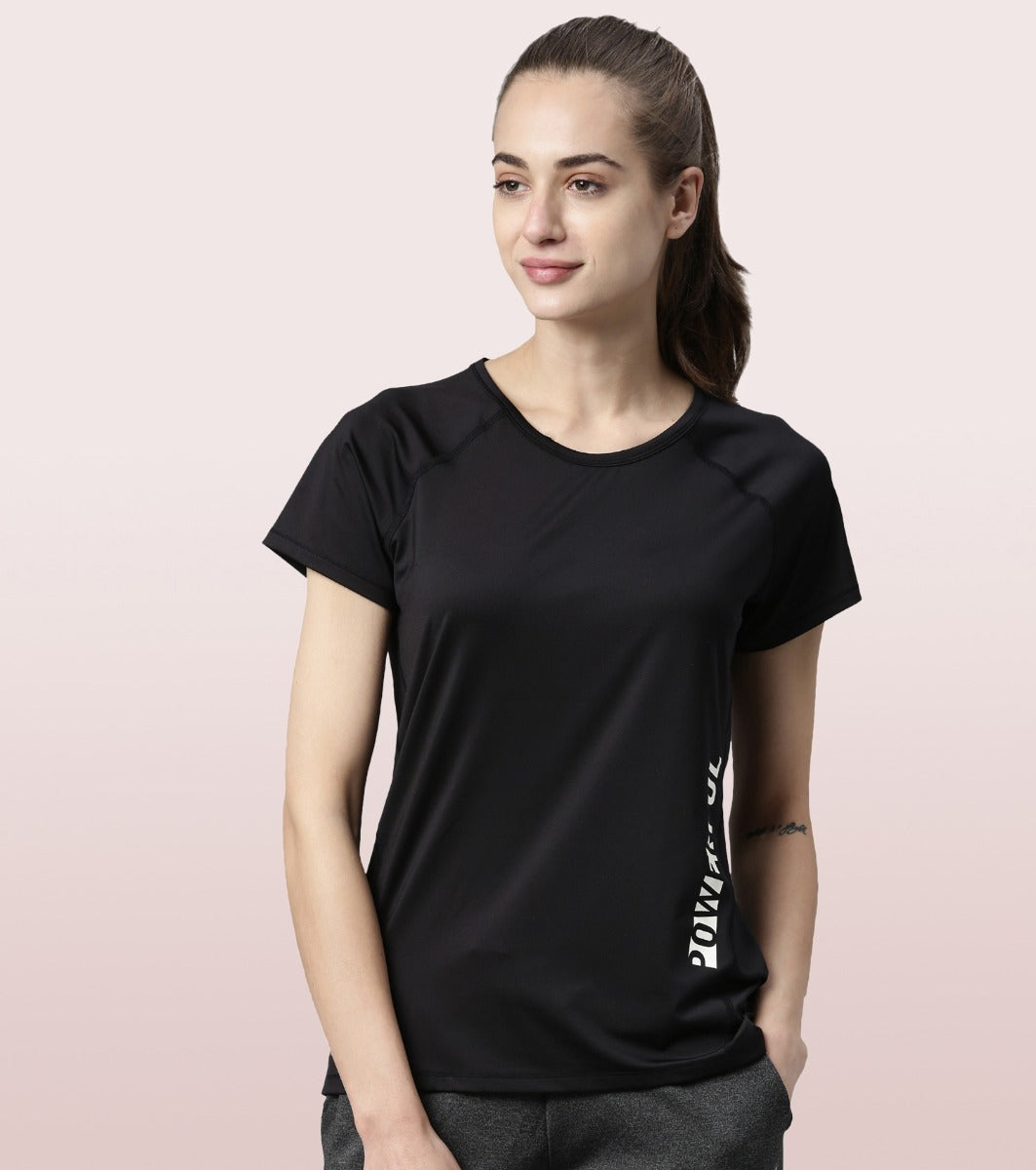 Basic Active Tee | Raglan Sleeve Scoop Neck Dry Fit Graphic Tee