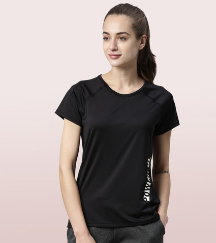 Basic Active Tee | Raglan Sleeve Scoop Neck Dry Fit Graphic Tee