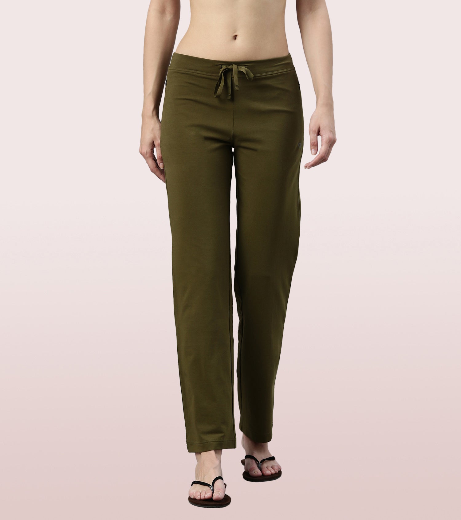 Lounge Pants | Basic Straight Leg Pants With Adjustable Drawstring And Zipper Pockets