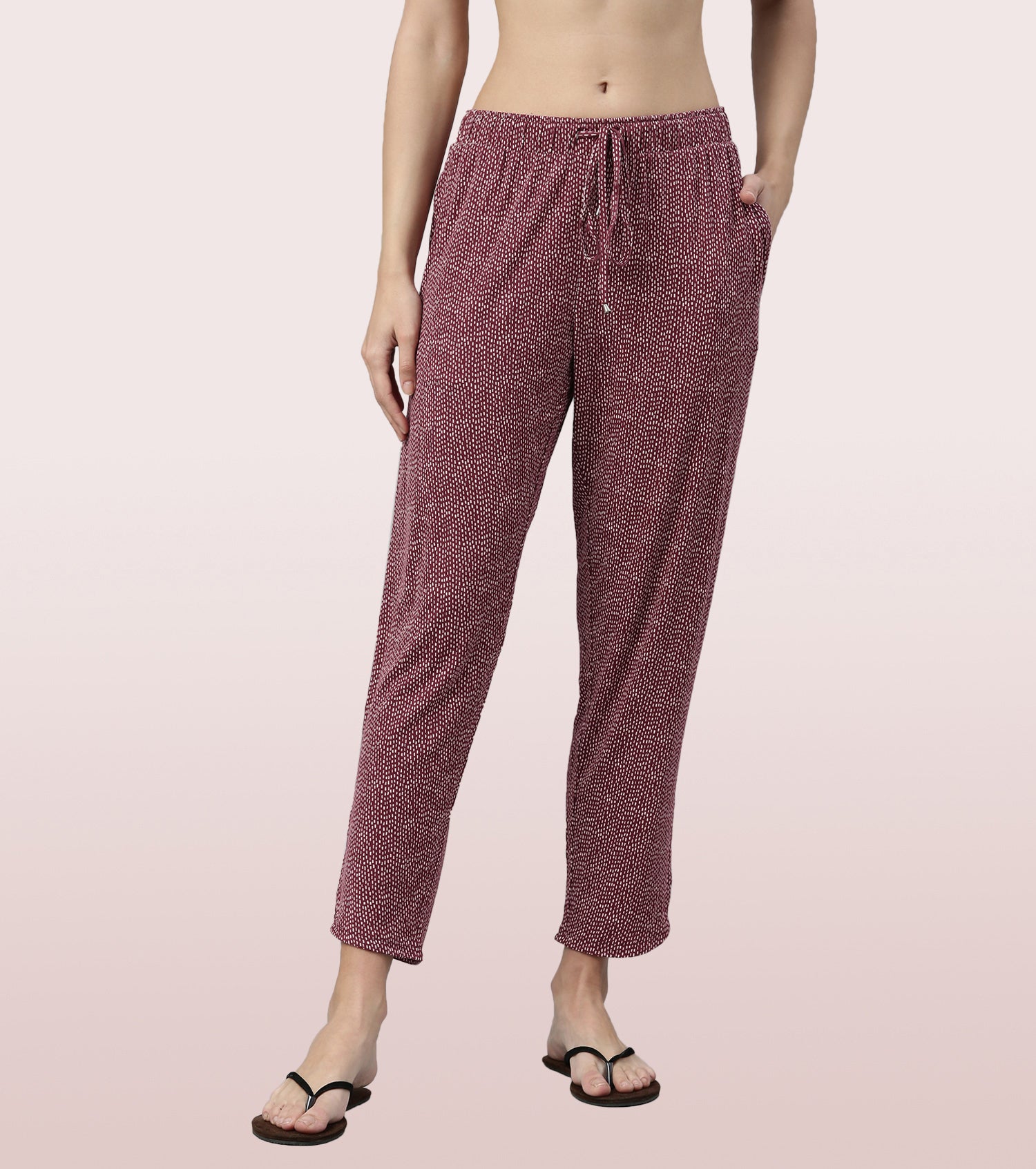 Shop-In Pants - Tapered Lounge Pants With Self Fabric Drawstring With Metal Ends