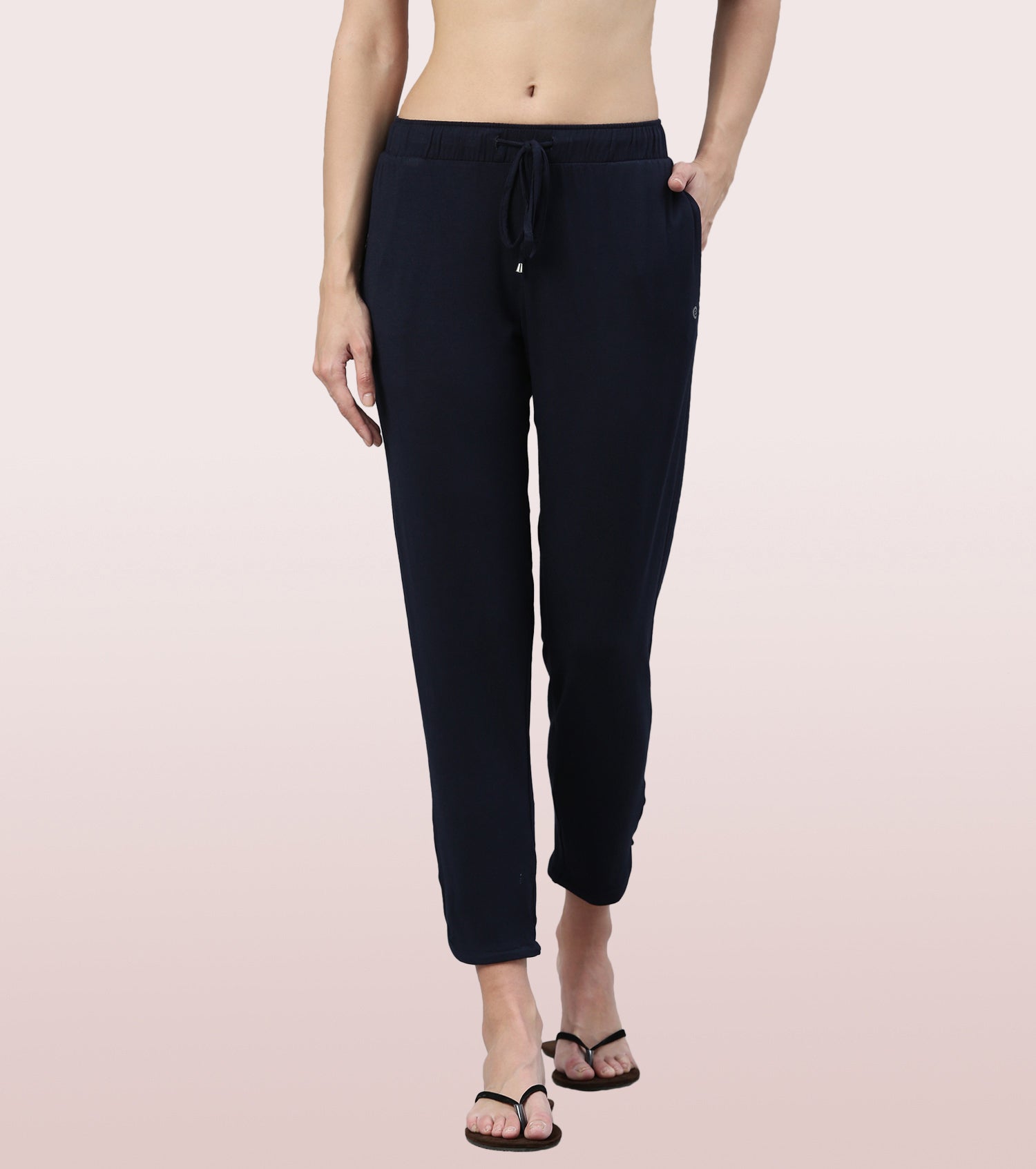 Shop-In Pants - Tapered Lounge Pants With Self Fabric Drawstring With Metal Ends