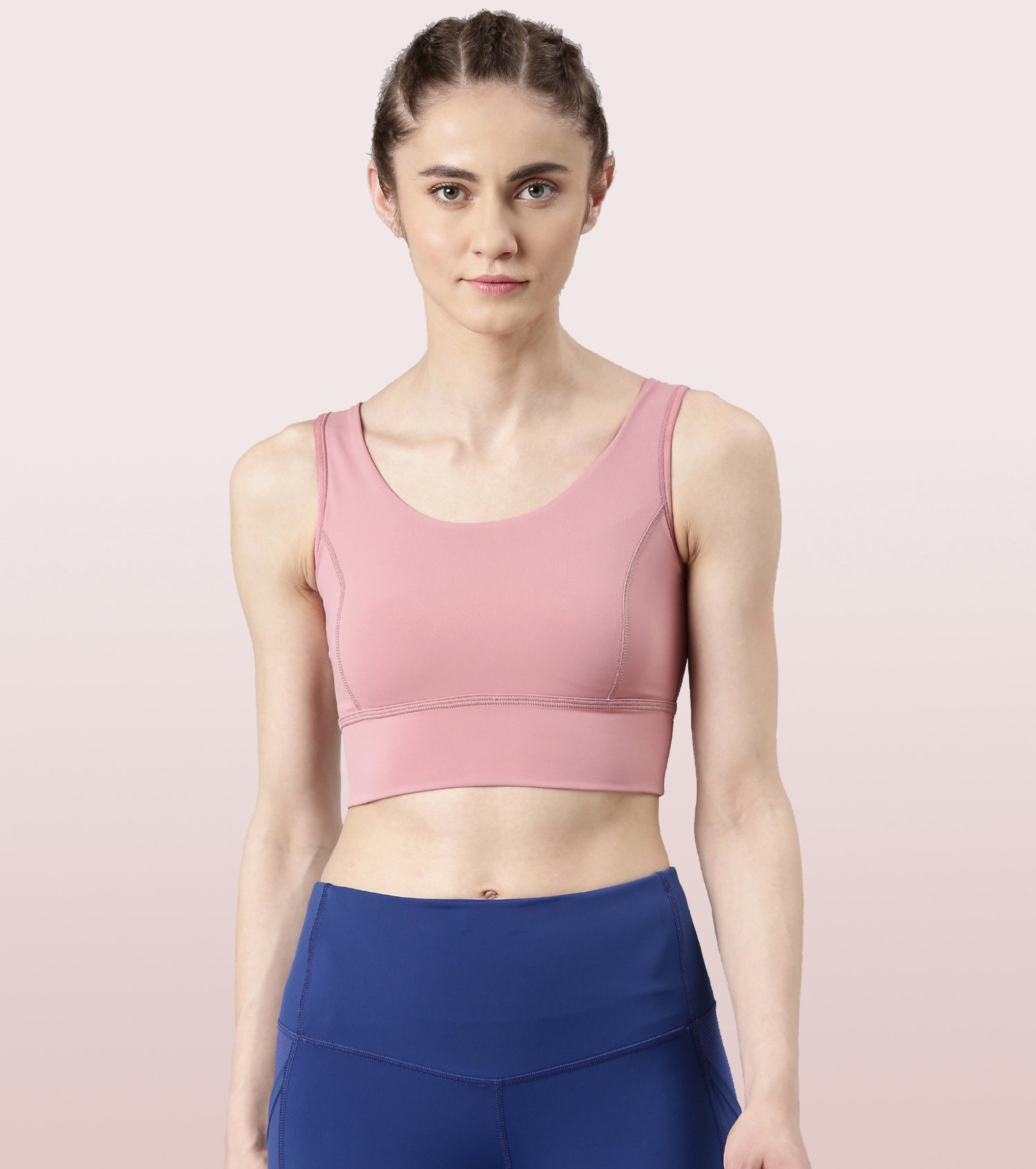 Longline Sports Bra – Solid | Scoop Neck Line High Impact Dry Fit Sports Bra