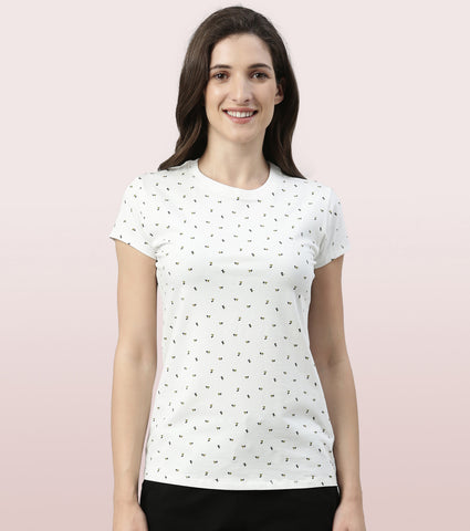Basic Crew Tee – Printed | Short Sleeve Crew Neck Stretch Cotton Tee