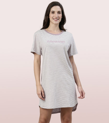 Basic Dress | Cotton Slounge Mini Dress With Chest Graphic