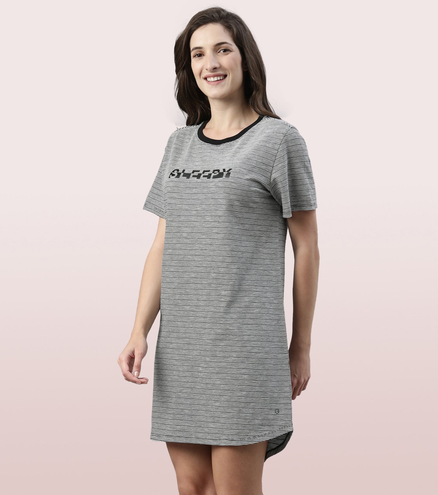 Basic Dress | Cotton Slounge Mini Dress With Chest Graphic