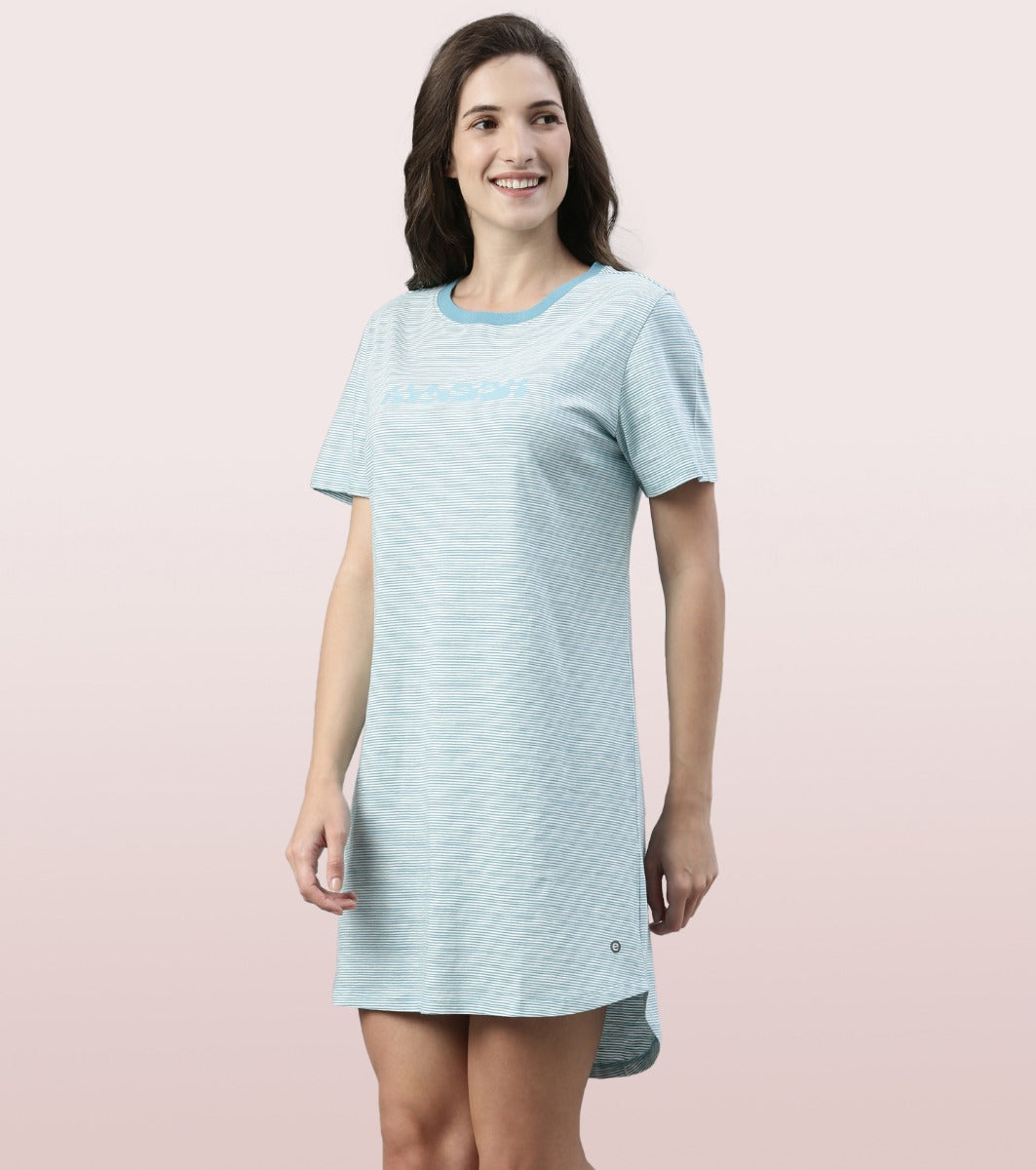 Basic Dress | Cotton Slounge Mini Dress With Chest Graphic