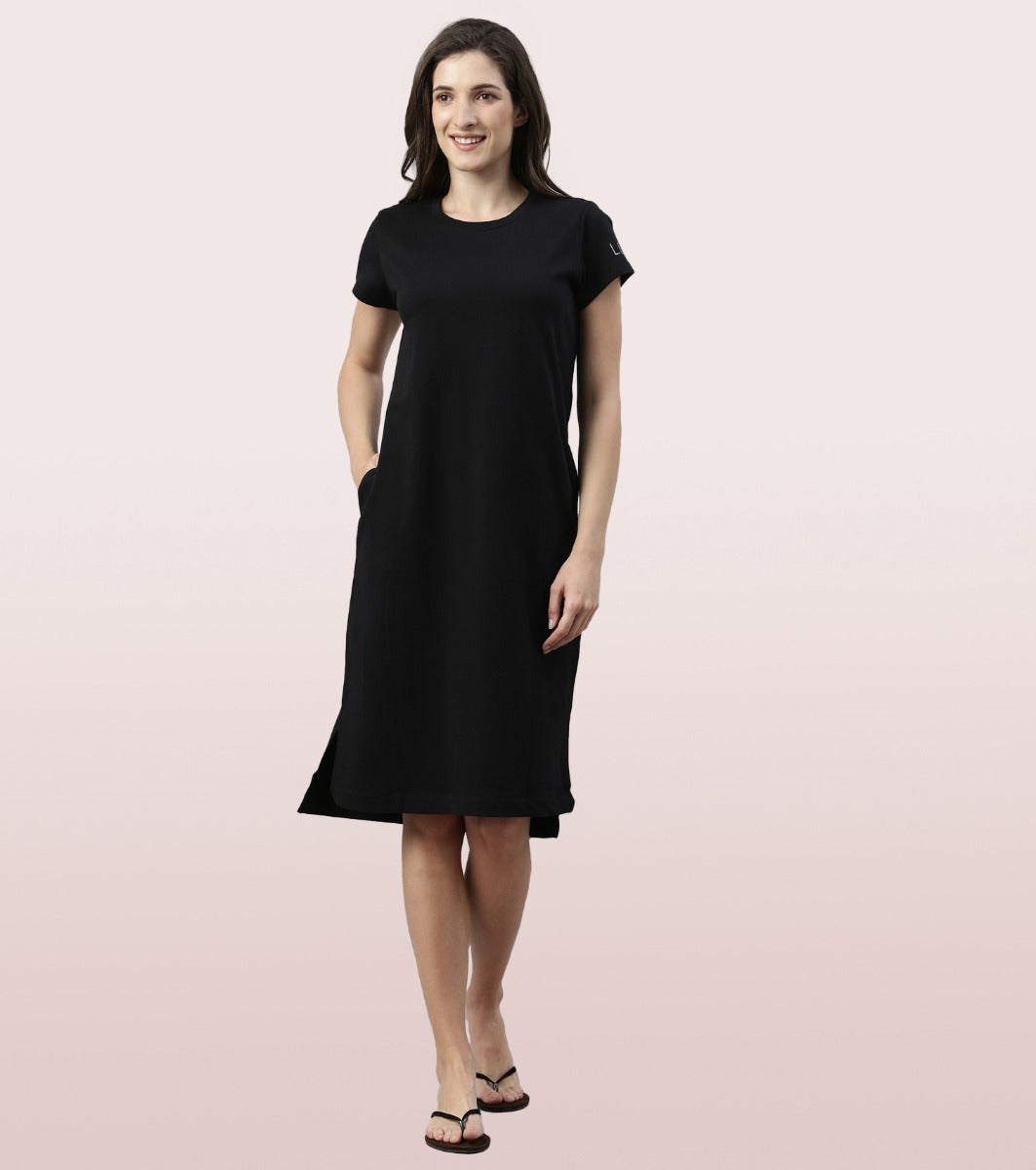 Comfy Dress | Short Sleeve Cotton Terry Lounge Dress
