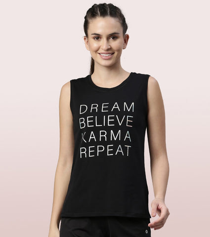 Stay Cool Tank | Crew Neck Anti-odour Stretch Cotton Muscle Tank With Graphic Print