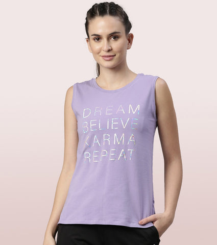 Stay Cool Tank | Crew Neck Anti-odour Stretch Cotton Muscle Tank With Graphic Print