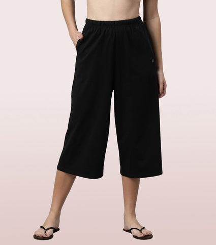 Basic Culotte | Cotton Slub High Rise Basic Culotte