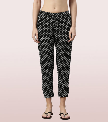 Shop-In Pants - Tapered Lounge Pants With Self Fabric Drawstring With Metal Ends