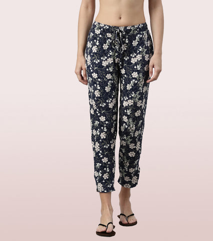 Shop-In Pants - Tapered Lounge Pants With Self Fabric Drawstring With Metal Ends