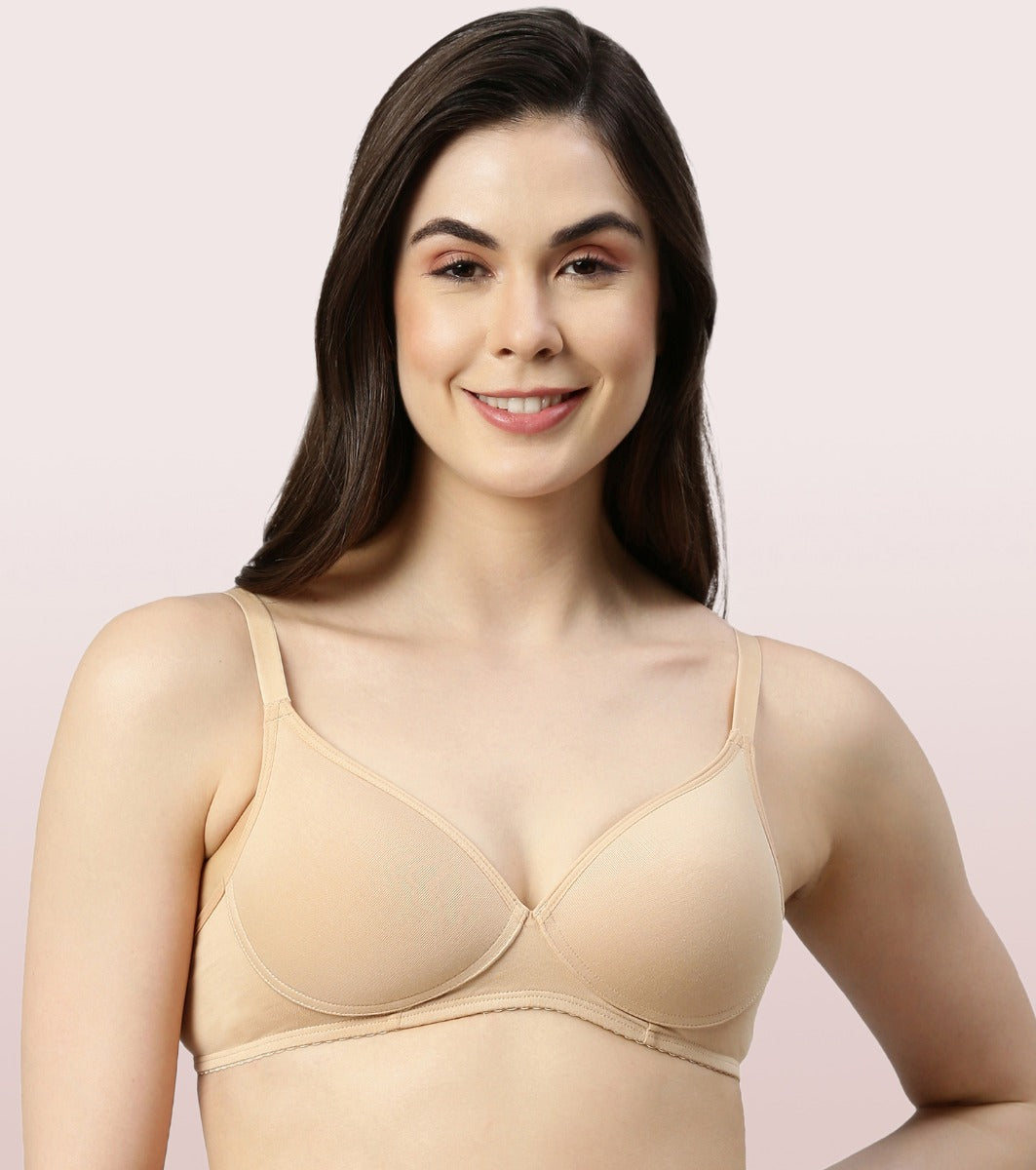 Buy Enamor A039 Perfect Coverage T-Shirt Bra - Supima Cotton Padded  Wirefree Medium Coverage - Blue Online