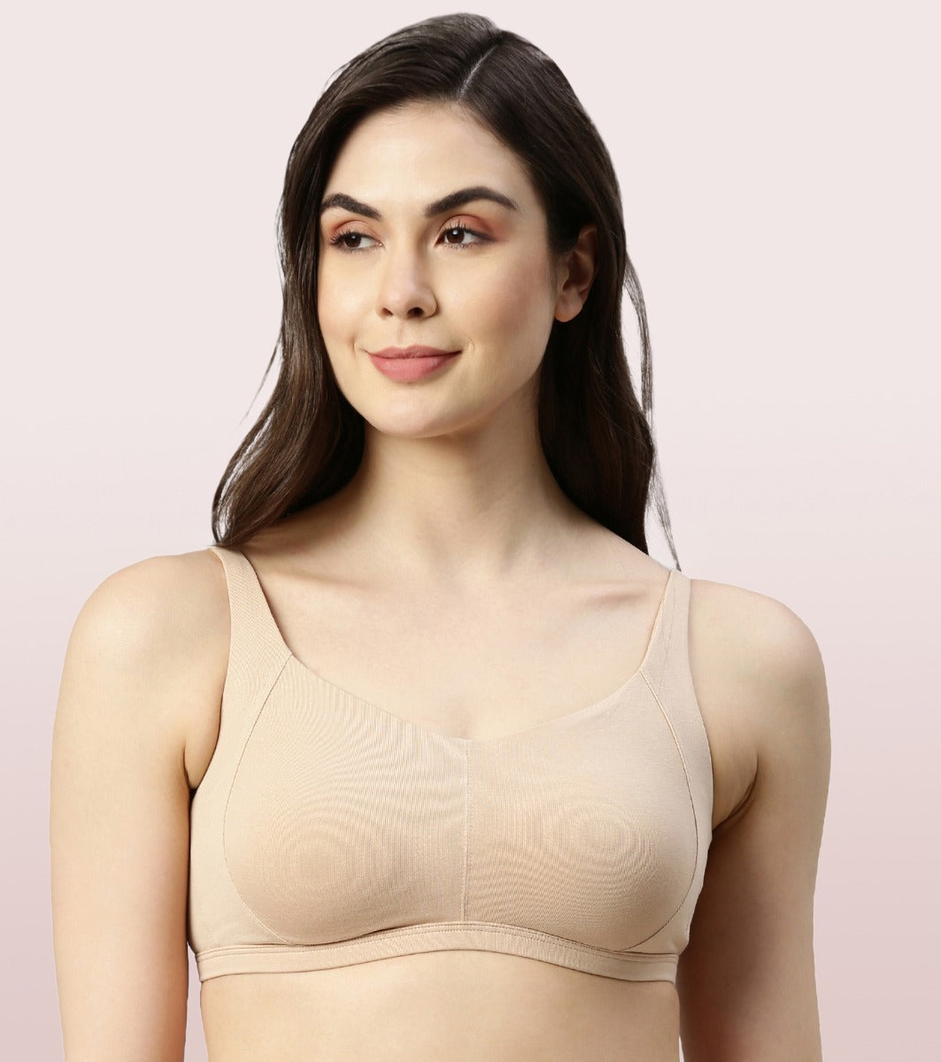 Enamor Intellifresh A058 Eco-antimicrobial Cotton Minimizer Bra for Women- Full Coverage, Padded and Wirefree - Pale Skin