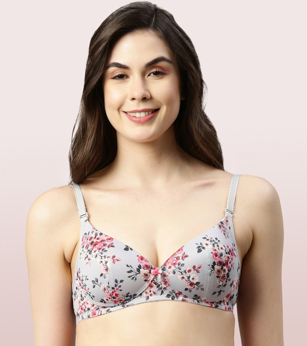Buy Enamor Lightly Lined Non Wired Full Coverage T-Shirt Bra - Black at  Rs.949 online
