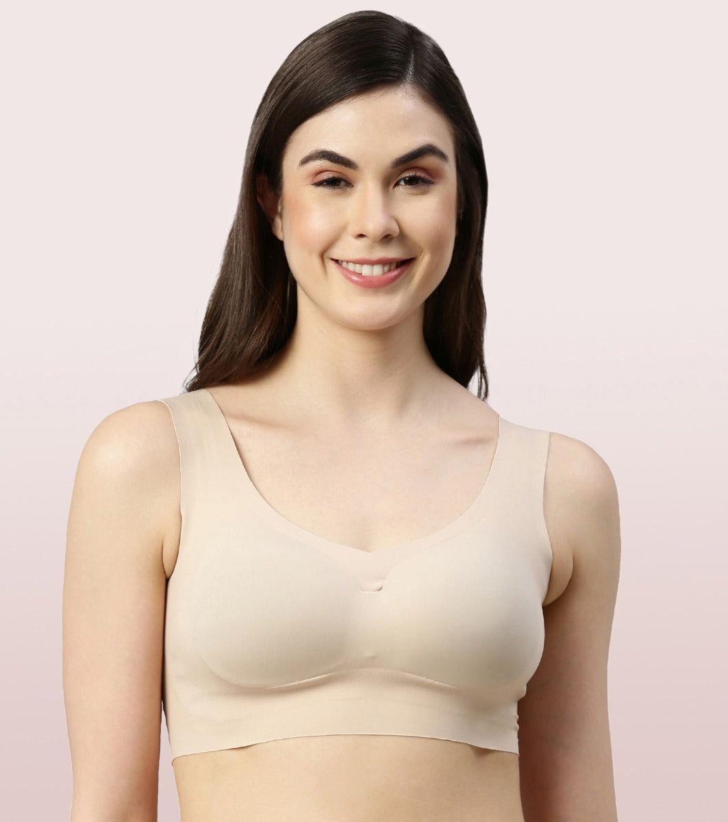 Enamor InvisiBra F070 Ultra Smooth Freedom Bra for Women- Padded Wirefree and Full Coverage - Pale Skin
