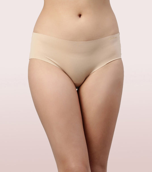 Enamor PH40 Innovations Invisi, All Day Comfort, Mid Waist Hipster Panty for Women - No Visible Panty Lines, Sweat wicking, Free Cut, Full Coverage - Pack of 1 (Nude)