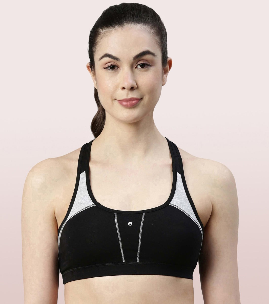 Racer Back Medium Impact Sports Bra with Removable Pads