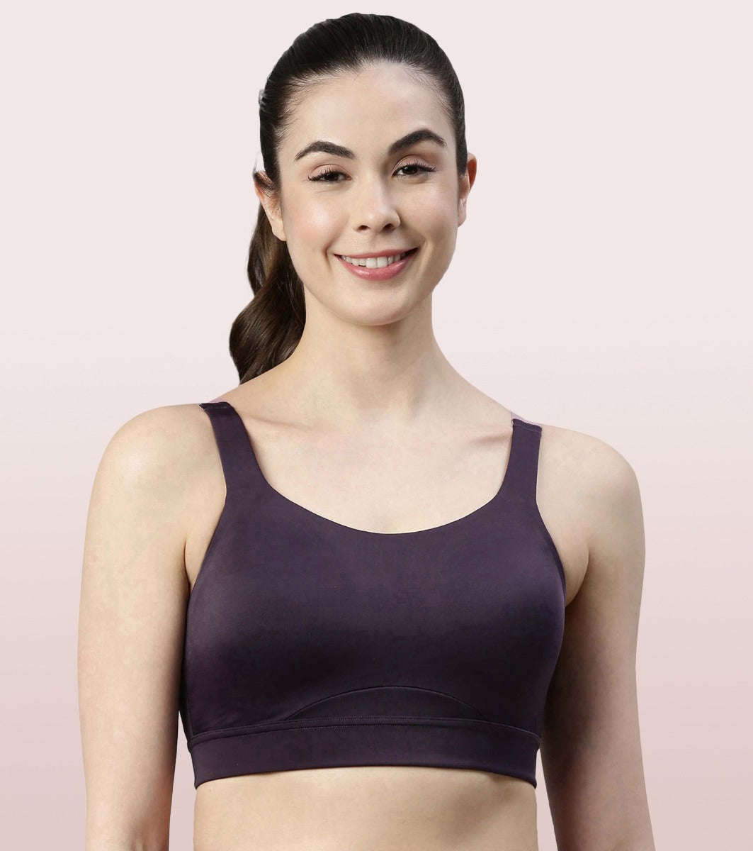 Enamor Agion SB18 Convertible Back High-Impact Sports Bra for Women- Full Coverage, Padded and Wirefree - Night Shade
