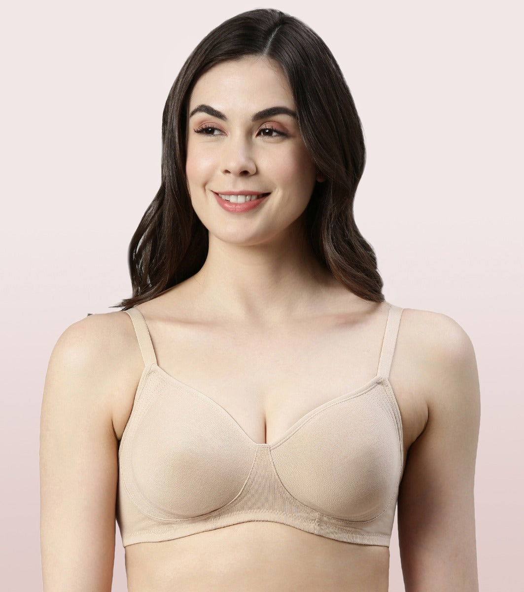 Enamor Fab-Cool A042 Side Support Shaper  Stretch Cotton Everyday Bra for Women- High Coverage, Non Padded and Wirefree - Pale Skin