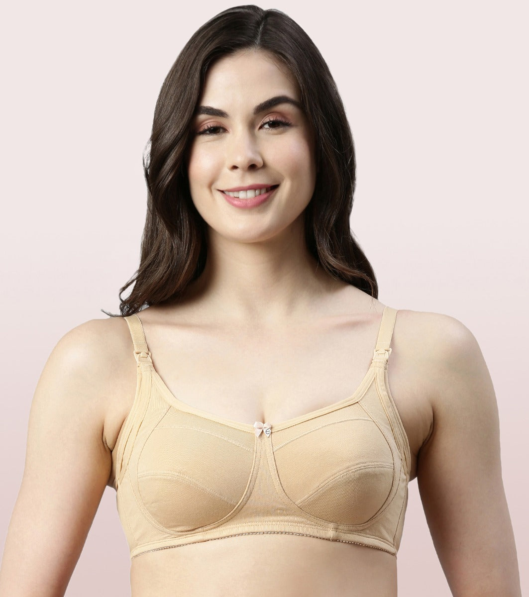 Enamor Eco-Melange MT02 Sectioned Lift and Support Cotton Nursing Bra for Women- High Coverage, Non Padded and Wirefree - Skin