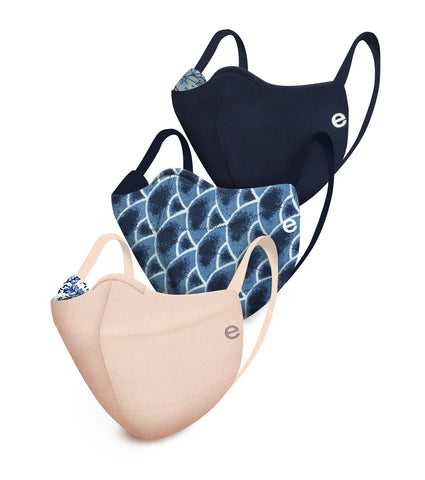 REVERSIBLE MASK : 4-Layer Safety Mask With Cotton | >95% Protection | Adult Mask - Pack of 3