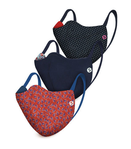 REVERSIBLE MASK : 4-Layer Safety Mask With Cotton | >95% Protection | Adult Mask - Pack of 3