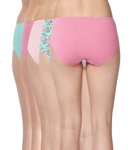 Stretch Cotton Hipster Panty - Pack of Five | Color & Print May Vary