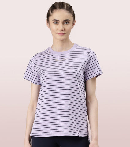 Active Cotton Tee -Stripes | Yarn Dyed Stripe Short Sleeve Anti-Odour Cotton Tee With Graphic