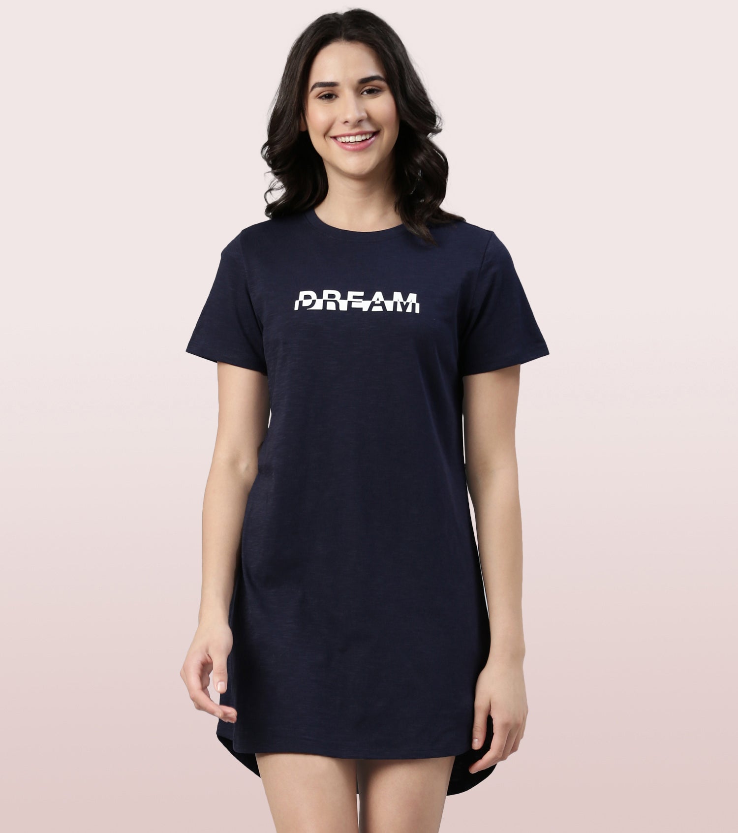 Basic Dress | Cotton Slounge Mini Dress With Chest Graphic