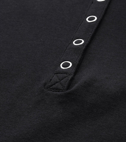 All Day Henley T - Solid | 3/4th Sleeve Stretch Cotton Tee With Ring Snap Button Placket Front & Sleeve Tab