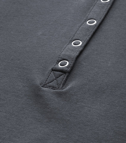 All Day Henley T - Solid | 3/4th Sleeve Stretch Cotton Tee With Ring Snap Button Placket Front & Sleeve Tab
