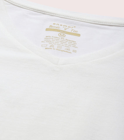 Basic ‘V’ Tee | Short Sleeve ‘V’ Neck Basic Stretch Cotton Tee