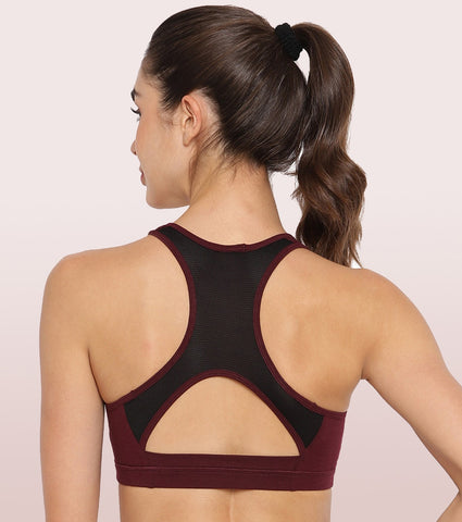 Racer Back Medium Impact Sports Bra with Removable Pads