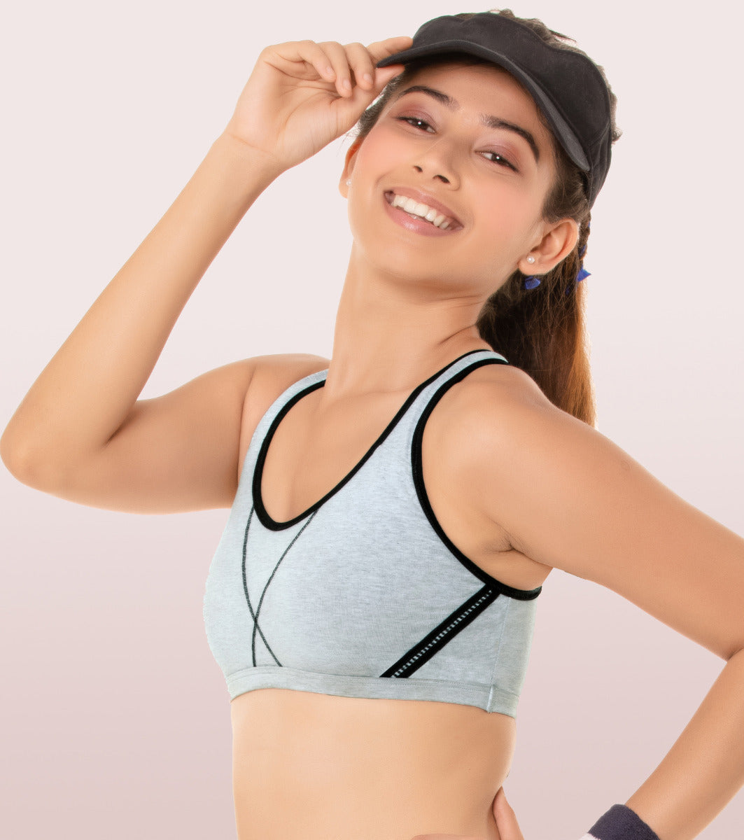 Sporty Fit Stretch Cotton Beginners Bra With Antimicrobial Finish