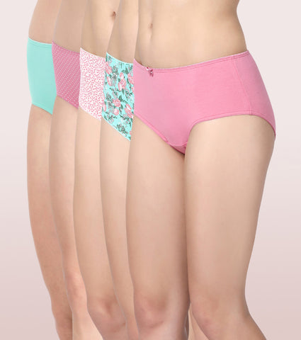 Stretch Cotton Hipster Panty - Pack of Five | Color & Print May Vary