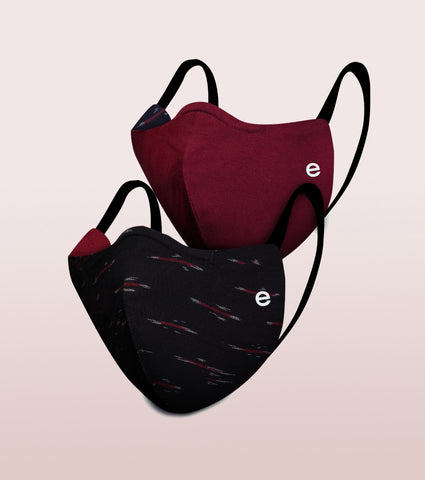 IKAT CRAFT MASK : 3-Layer Reversible Safety Mask with Cotton Comfort | >95%* Protection | Adult Mask - Pack of 2