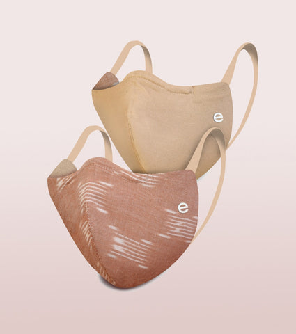 IKAT CRAFT MASK : 3-Layer Reversible Safety Mask with Cotton Comfort | >95%* Protection | Adult Mask - Pack of 2
